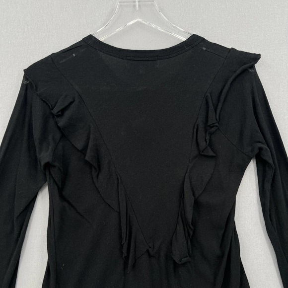 WILDFOX Shirt Womens XS Black Embroidered Tea Rose Lucienne Long Sleeve Crew Tee - Picture 5 of 13